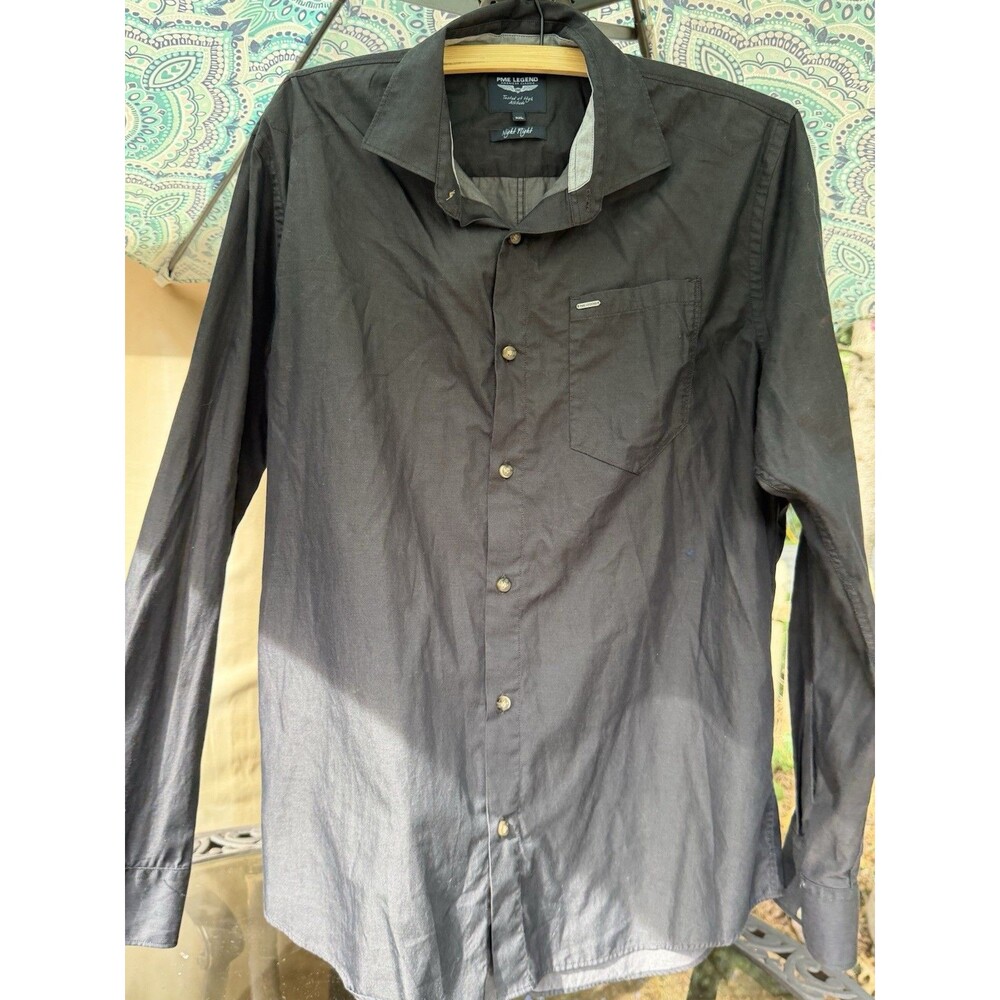 PME Legend Night Flight Men’s XXL Black Button Down Shirt 100% Cotton OR32034